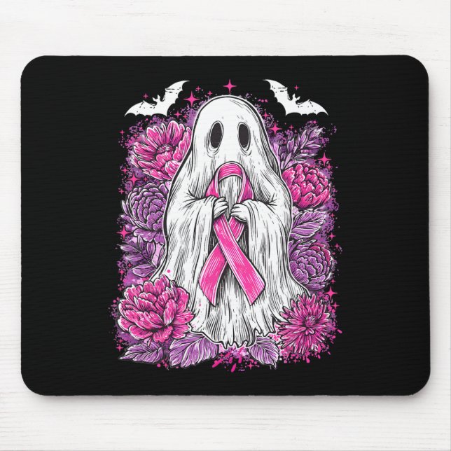 Ghost Ribbon Breast Cancer Awareness Halloween Flo Mouse Pad (Front)