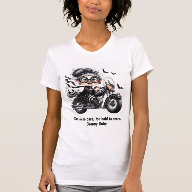 Ghost Rider Granny – Halloween on the Highway T-Shirt (Front)