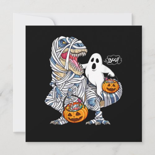 Ghost Riding T_rex Dinosaur Pumpkin Halloween Invitation