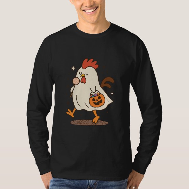 Ghost Rooster Halloween T-Shirt (Front)