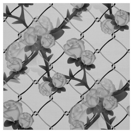 Ghost Rose Climbing a Chain Link Fence Seamless Pa Fabric