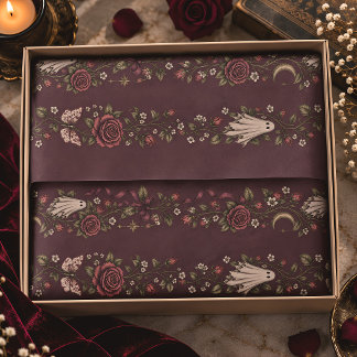 Ghost Rose Ribbon Stripe Vintage Halloween Tissue Paper