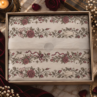 Ghost Rose Ribbon Stripe Vintage Halloween Tissue Paper