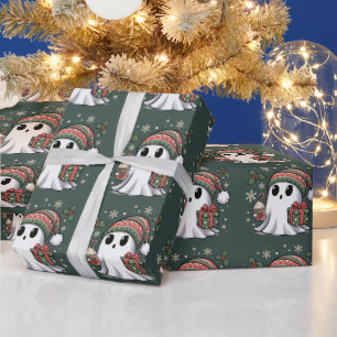 Ghost Santa Christmas Holiday Xmas Halloween Ghost Wrapping Paper