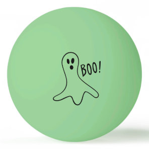Ghost Saying Boo Black Outline on Glow-in-the-Dark Ping Pong Ball