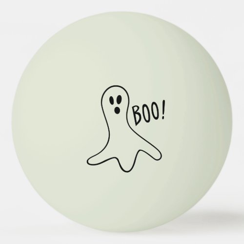 Ghost Saying Boo Black Outline on Glow_in_the_Dark Ping Pong Ball