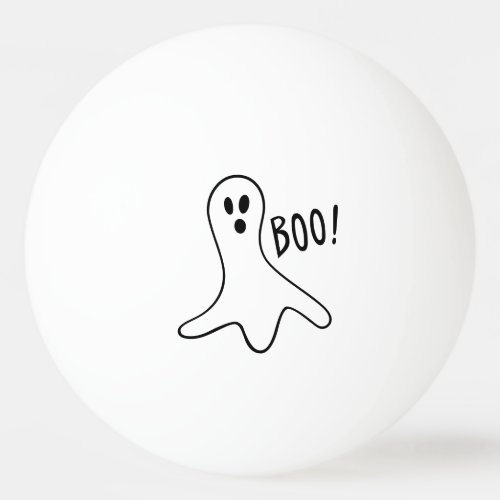 Ghost Saying Boo Black Outline on Ping Pong Ball