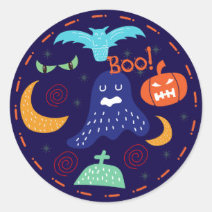 Ghost saying boo funny halloween classic round sticker