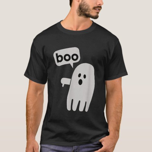 Ghost Says Boo Disapproving Thumbs Down Funny Hall T_Shirt