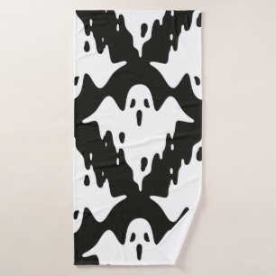 Ghost seamless pattern Halloween spooky vintage fl Bath Towel