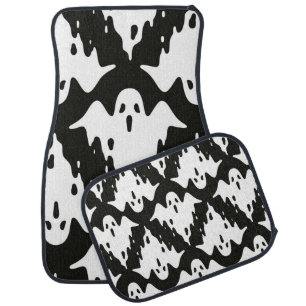 Ghost seamless pattern Halloween spooky vintage fl Car Floor Mat