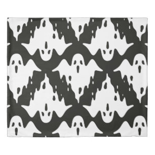 Ghost seamless pattern Halloween spooky vintage fl Duvet Cover
