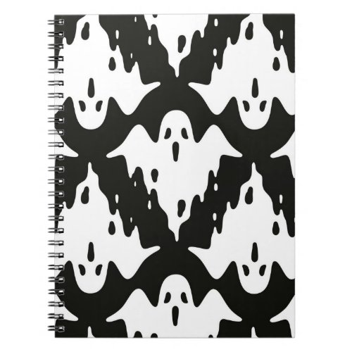 Ghost seamless pattern Halloween spooky vintage fl Notebook