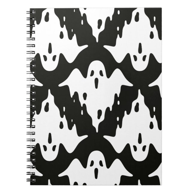 Ghost seamless pattern Halloween spooky vintage fl Notebook (Front)