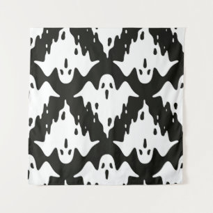 Ghost seamless pattern Halloween spooky vintage fl Tapestry