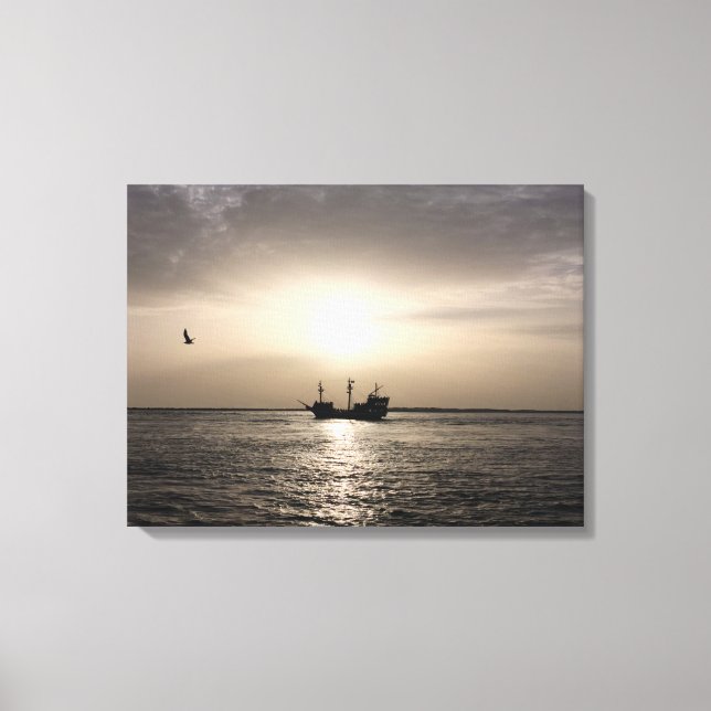 Ghost Ship at Sunset Canvas Print (Front)