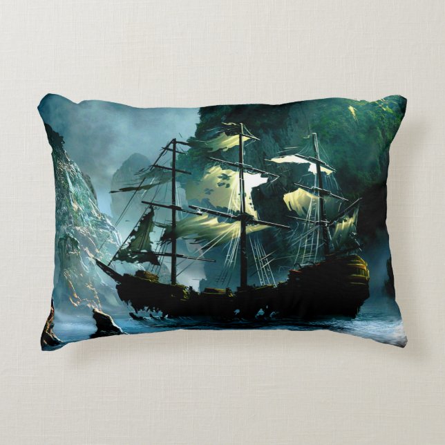Ghost Ship Decorative Pillow (Front)