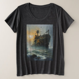 Ghost ship, pirate ship, plus size T-Shirt