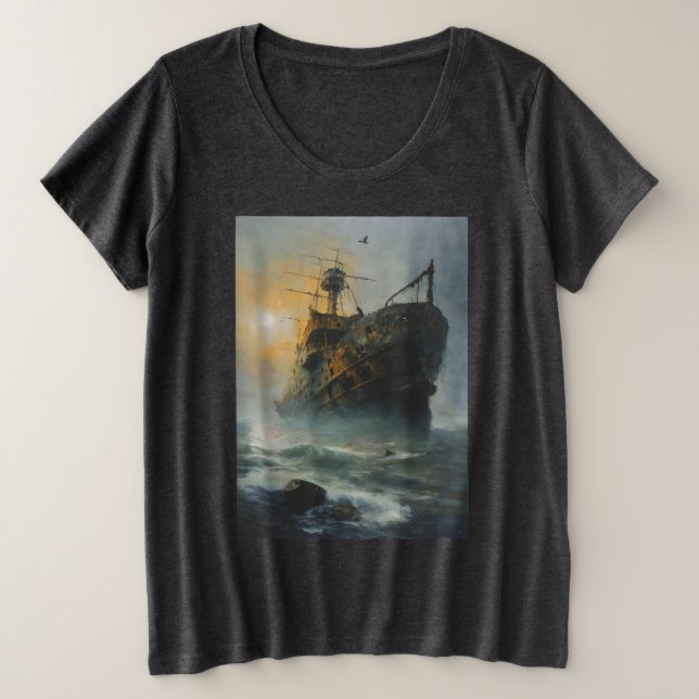 Ghost ship, pirate ship, plus size T-Shirt (Design Front)