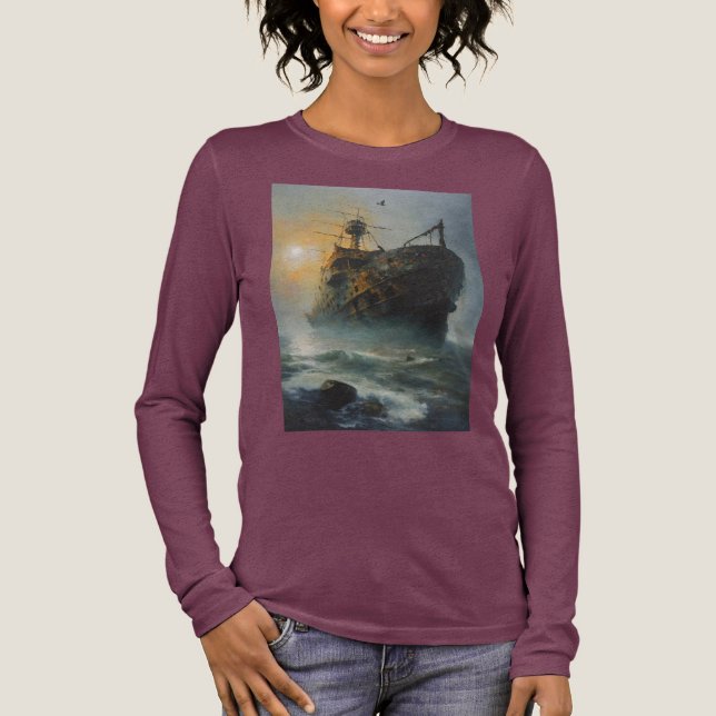Ghost ship, pirate ship, Tri-Blend shirt (Front)