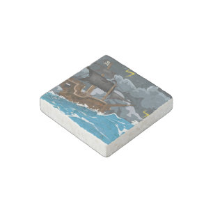 Ghost Ship Stone Magnet