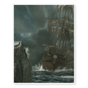 ghost ship with skull temporary tattoos