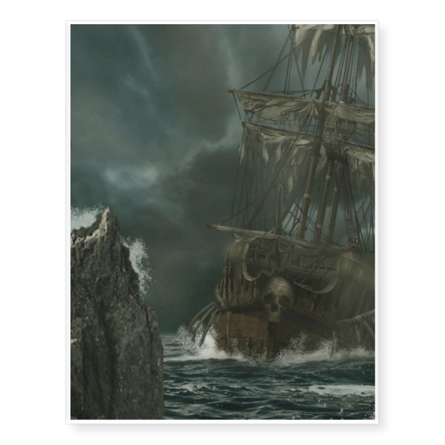 ghost ship with skull temporary tattoos (Front)
