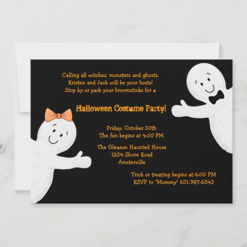Ghost Siblings Halloween Party Invitation