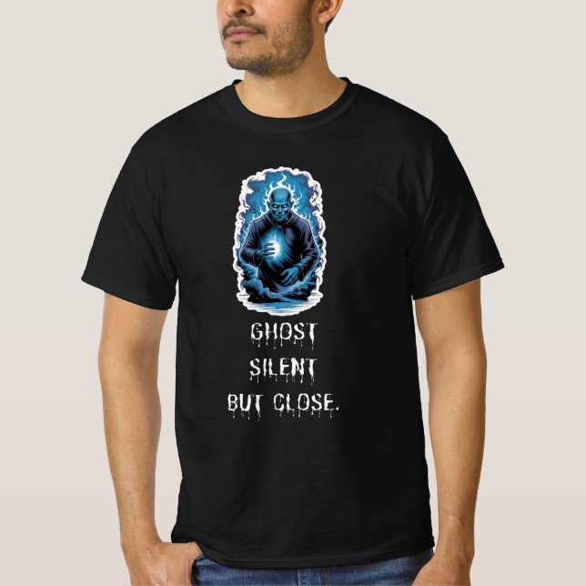 Ghost Silent But Close – Dark Blue Spirit T-Shirt (Front)