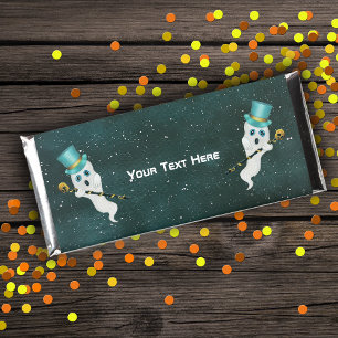 Ghost Silly Face blue Eyes Top Hat Skull Cane Sky Hershey Bar Favors