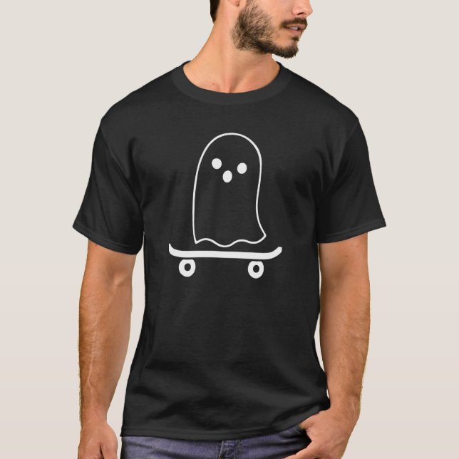 Ghost Skateboard Costume  Rider Skateboarding 1 T-Shirt (Front)