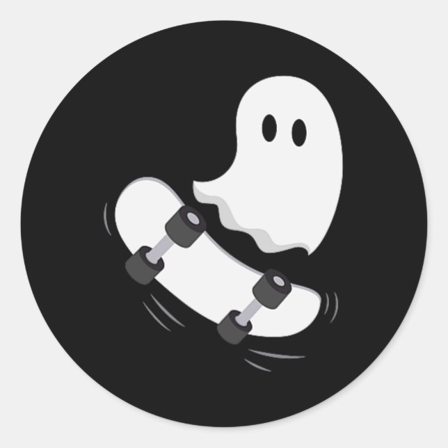 Ghost Skateboard Lazy Halloween Costume Fun Skateb Classic Round Sticker (Front)