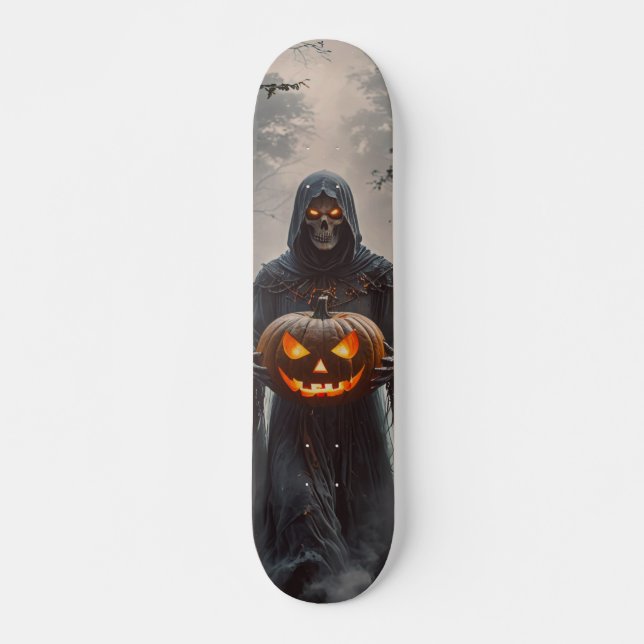 Ghost Skateboard with Pumpkin (Front)