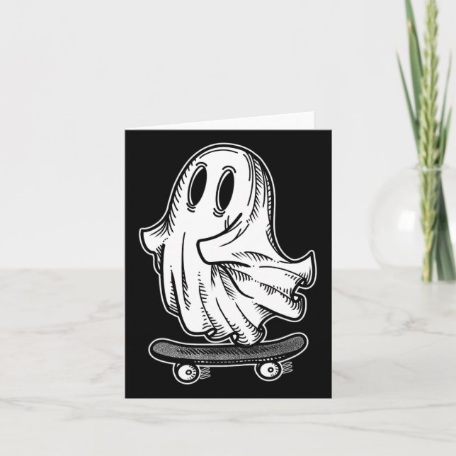 Ghost Skateboarder Blackwork  Card (Front)