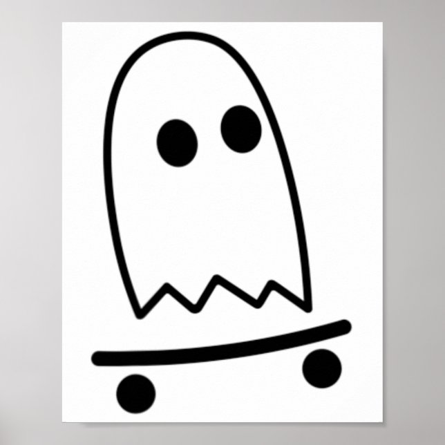 Ghost Skateboarding Lazy Halloween Costume Fun Ska Poster (Front)
