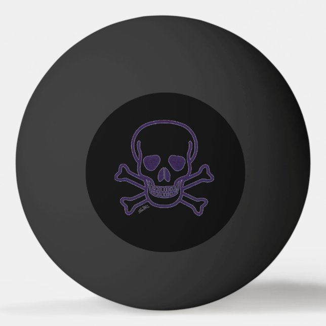 Ghost Skull black 1 star ping pong ball (Front)