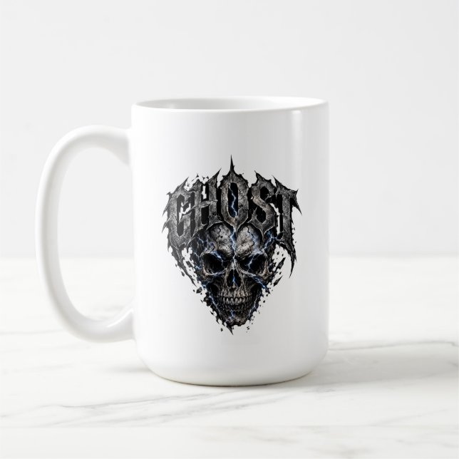 Ghost Skull Gothic Graphic Coffee Mug (Left)