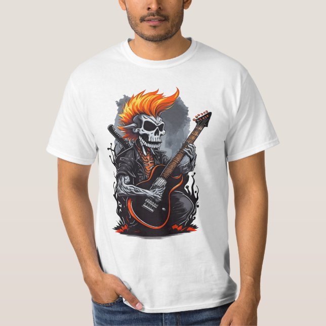 Ghost Skull Playing Guitar T-Shirt (Front)