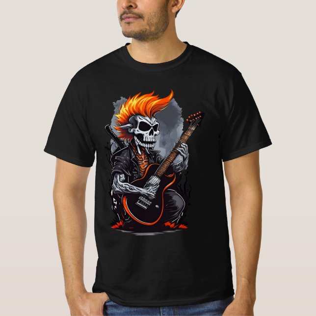 Ghost Skull Playing Guitar T-Shirt (Front)