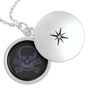 Ghost Skull sterling silver locket Necklace