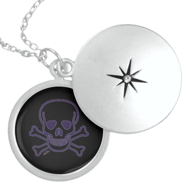 Ghost Skull sterling silver locket Necklace (Front)