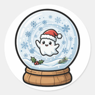 Ghost Snow Globe Classic Round Sticker