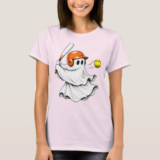 Ghost Softball Batter Halloween T-Shirt