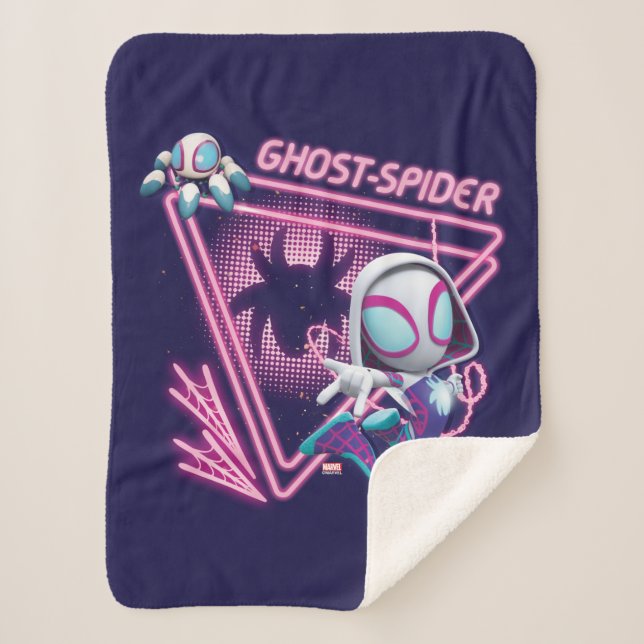 Ghost-Spider and TWIRL-E Glow Webs Glow Sherpa Blanket (Front)