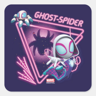 Ghost-Spider and TWIRL-E Glow Webs Glow Square Sti Square Sticker