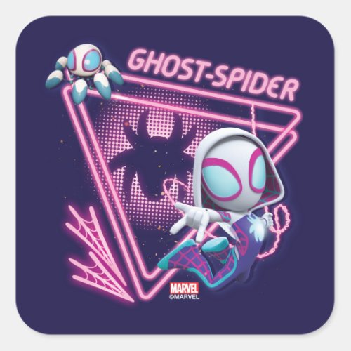 Ghost_Spider and TWIRL_E Glow Webs Glow Square Sticker