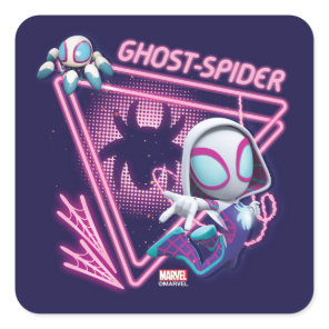 Ghost-Spider and TWIRL-E Glow Webs Glow Square Sticker