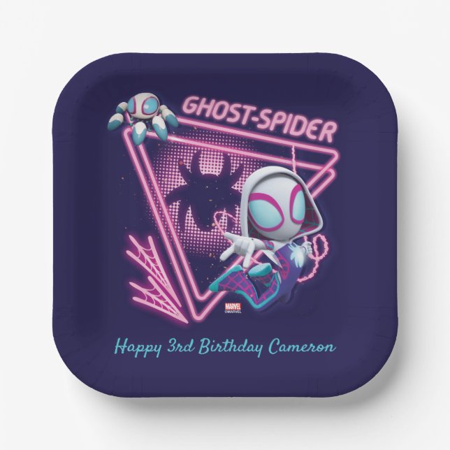 Ghost Spider | Birthday Girl Paper Plates (Front)