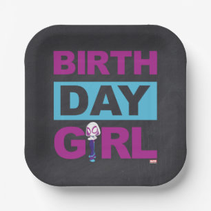 Ghost Spider Chalkboard Birthday Girl Paper Plates