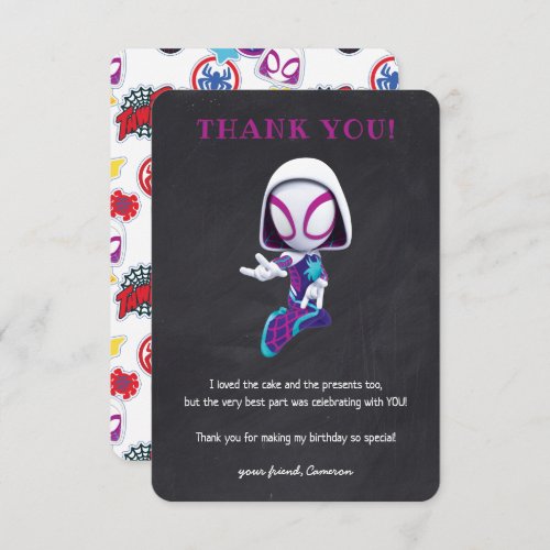 Ghost Spider Chalkboard Thank You Invitation